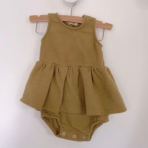 Quincy Mae organic skirted tank bodysuit 3-6 months in Gold